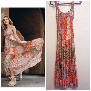 Anthropologie Multicolor Patchwork Maxi Dress